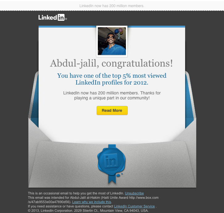 Abdul-Jalil in Top 5 % LinkedIn Profiles